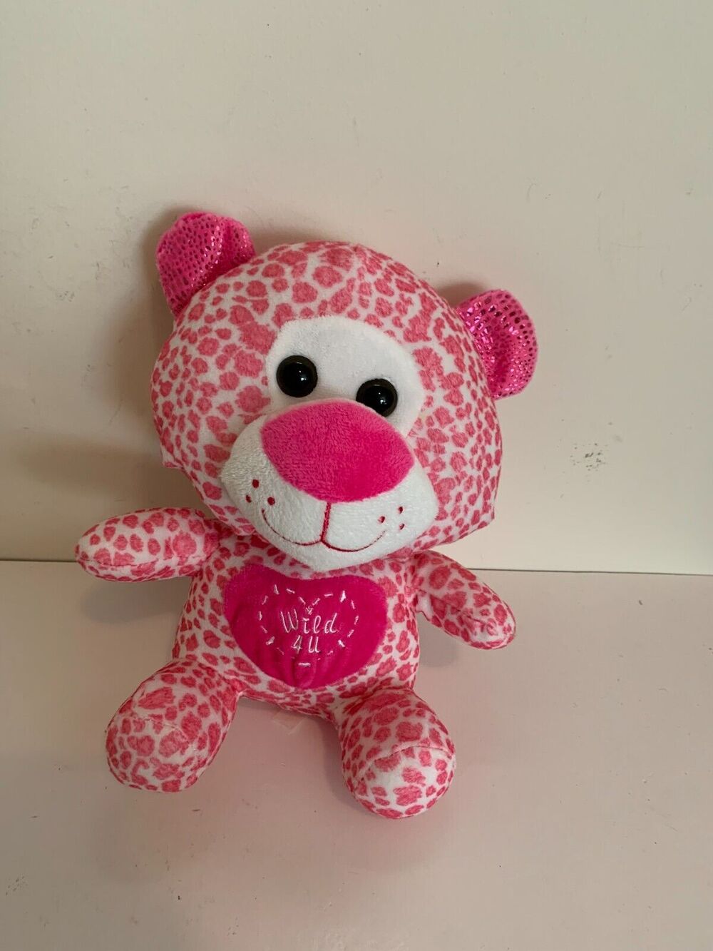 Publix Leopard Tiger White Pink Spots 11 Inch Heart Wild 4 U Sitting Valentine's